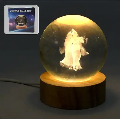 3D CRYSTAL RADHA KRISHNA BALL LAMPS WITH BASE(1PCS)